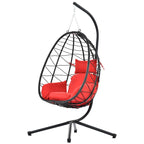 Fauteuil suspendu œuf, hamac, coussin, support en acier - 77 cm de hauteur