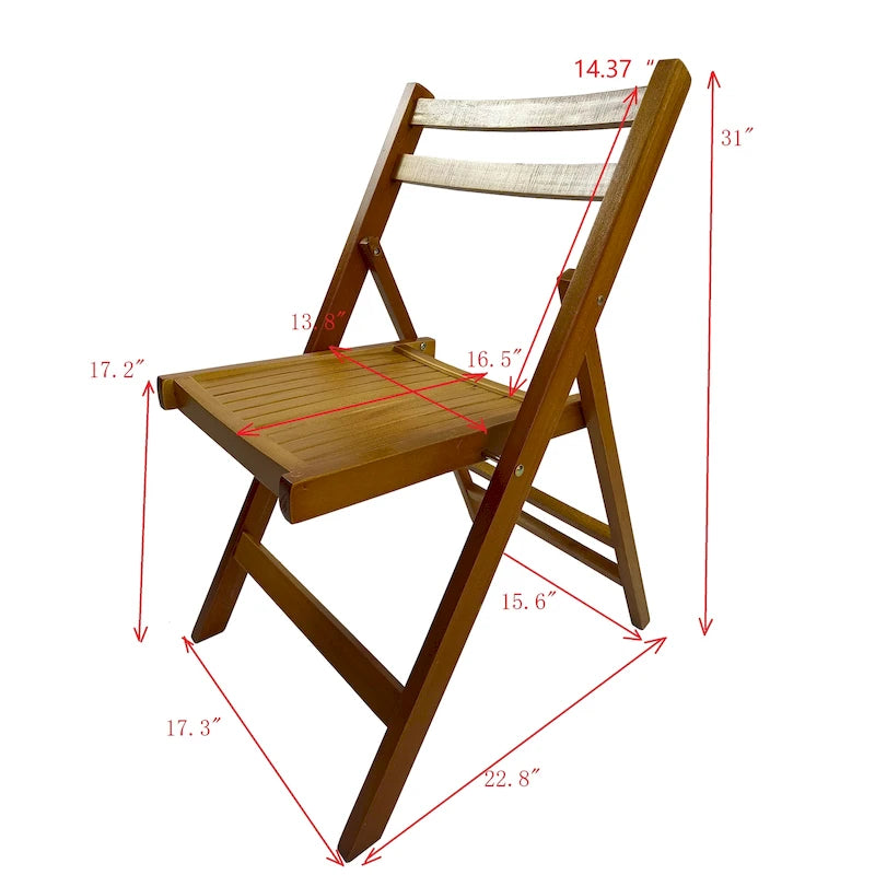 Chaise pliante à lattes en bois pour événements spéciaux, lot de 4