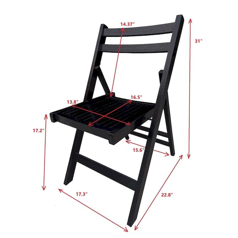 Chaise pliante à lattes en bois pour événements spéciaux, lot de 4