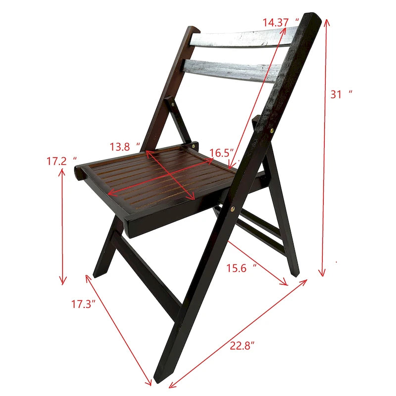 Chaise pliante à lattes en bois pour événements spéciaux, lot de 4