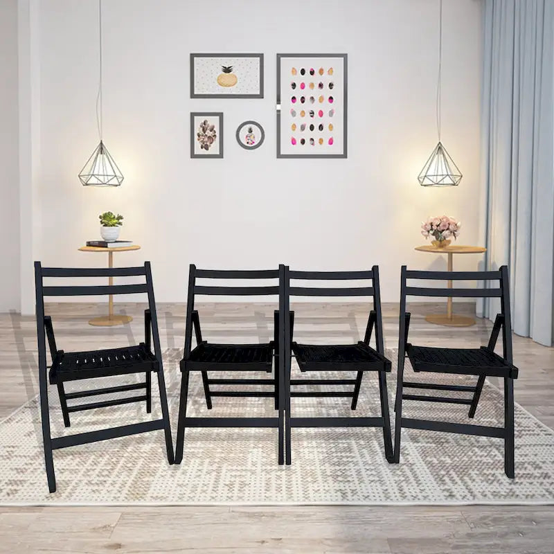 Chaise pliante à lattes en bois pour événements spéciaux, lot de 4
