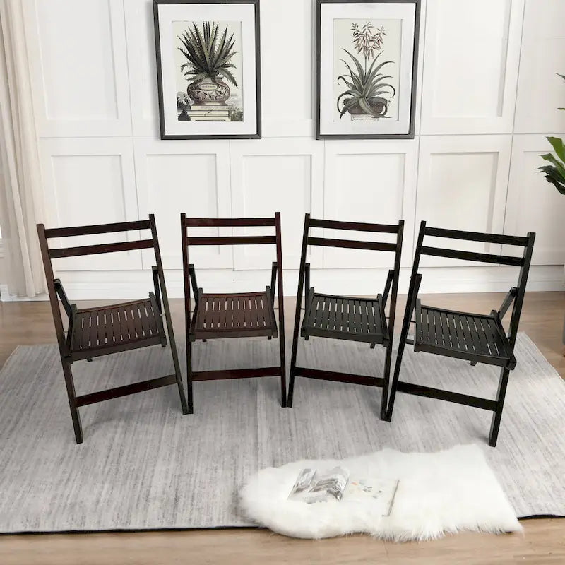 Chaise pliante à lattes en bois pour événements spéciaux, lot de 4