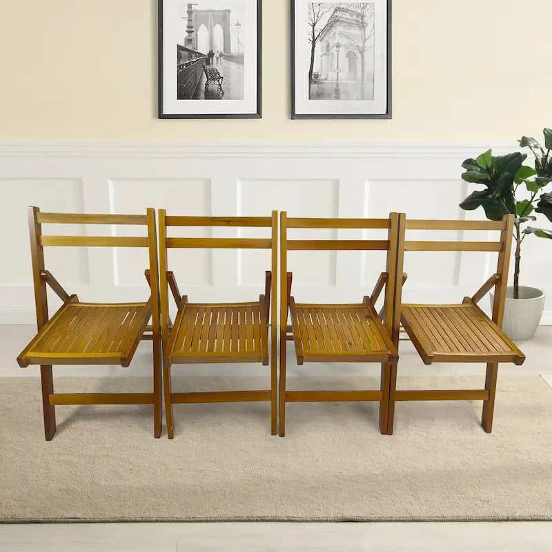 Chaise pliante à lattes en bois pour événements spéciaux, lot de 4