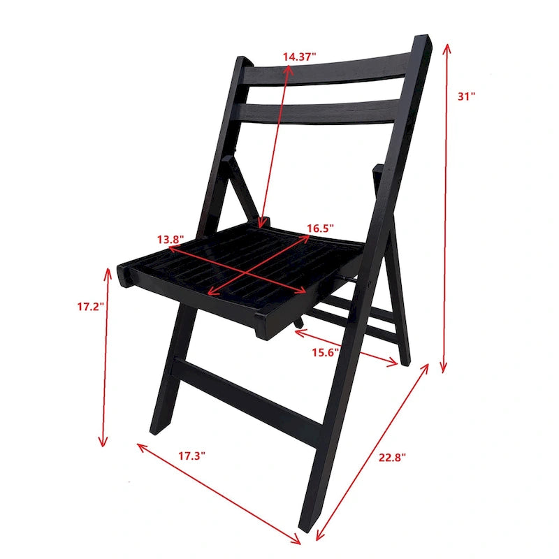 Chaise pliante à lattes en bois pour événements spéciaux, lot de 4