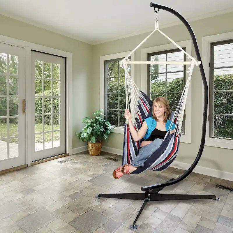 Cadre de chaise suspendue pivotante Sorbus pour hamac, hauteur réglable, 1 personne, capacité de 159 kg (noir)