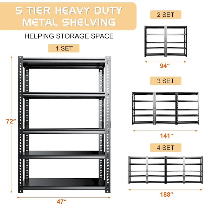 Étagère de rangement robuste DoCred, unité de rangement métallique pour garage, lot de 4
