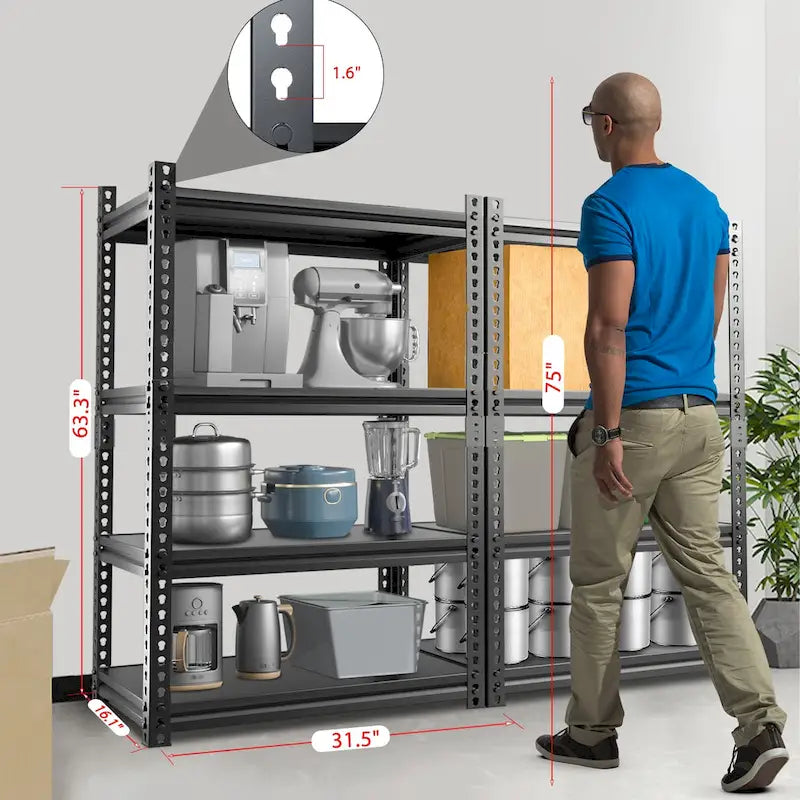 Étagère de rangement robuste DoCred, unité de rangement métallique pour garage, lot de 4
