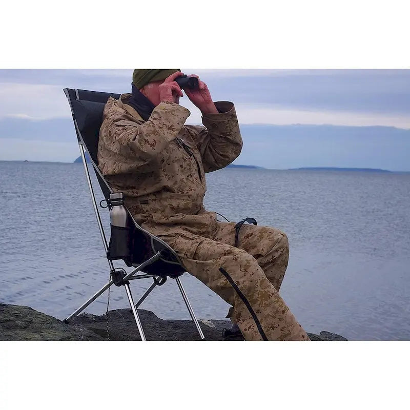 Chaise de camping, chaise pliable à dossier haut, compacte et robuste avec oreiller appui-tête, idéale pour les activités de plein air, la randonnée et les voyages.