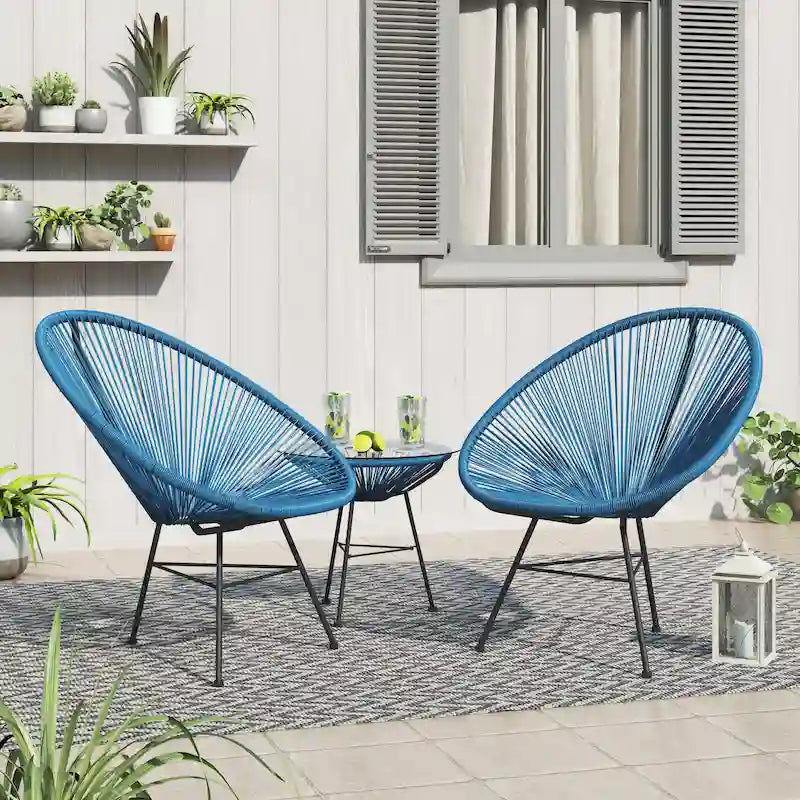 Ensemble bistro moderne en osier 3 pièces Corvus Sarcelles Acapulco