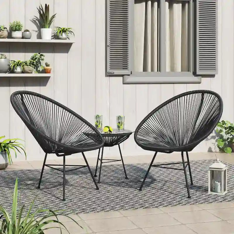 Ensemble bistro moderne en osier 3 pièces Corvus Sarcelles Acapulco