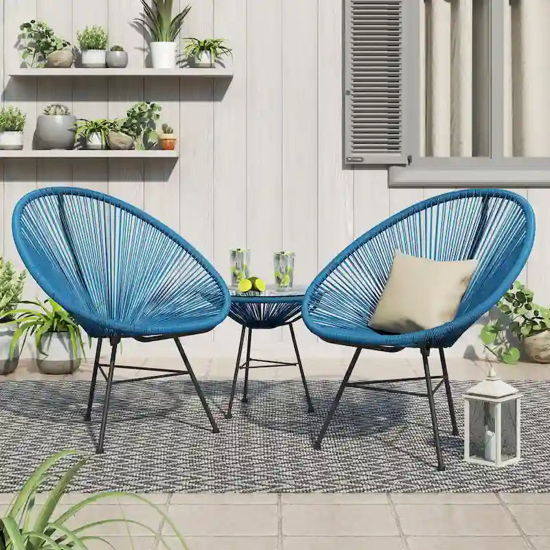 Ensemble bistro moderne en osier 3 pièces Corvus Sarcelles Acapulco