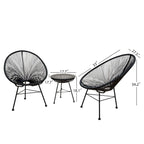 Ensemble bistro moderne en osier 3 pièces Corvus Sarcelles Acapulco