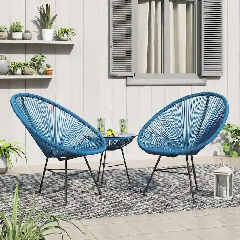 Ensemble bistro moderne en osier 3 pièces Corvus Sarcelles Acapulco