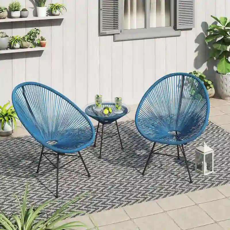 Ensemble bistro moderne en osier 3 pièces Corvus Sarcelles Acapulco