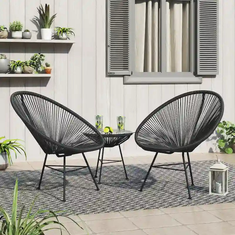 Ensemble bistro moderne en osier 3 pièces Corvus Sarcelles Acapulco