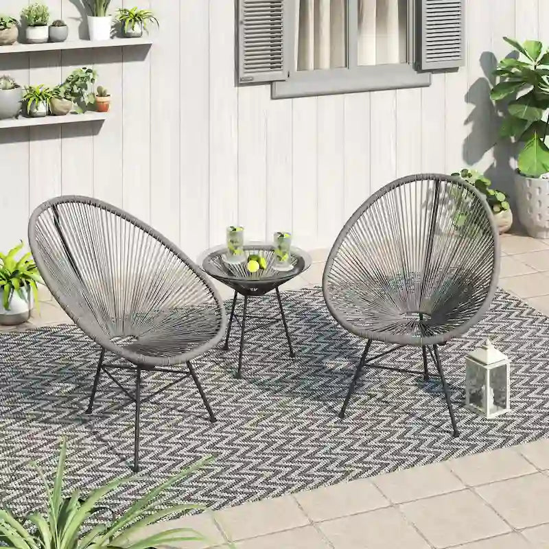 Ensemble bistro moderne en osier 3 pièces Corvus Sarcelles Acapulco
