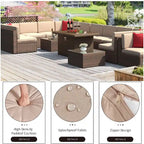 Ensemble de mobilier de patio 15 pièces avec table foyer de 50 000 BTU