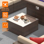 Ensemble de mobilier de patio 15 pièces avec table foyer de 50 000 BTU