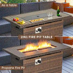 Ensemble de mobilier de patio 15 pièces avec table foyer de 50 000 BTU