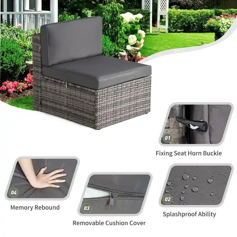 Ensemble de mobilier de patio 15 pièces avec table foyer de 50 000 BTU