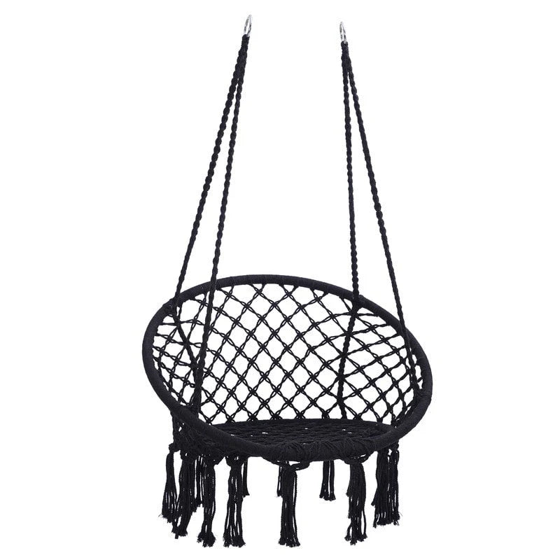 Hamac suspendu en corde de coton, capacité maximale de 150 kg, pour intérieur et extérieur.