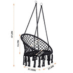 Hamac suspendu en corde de coton, capacité maximale de 150 kg, pour intérieur et extérieur.
