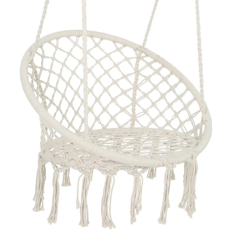 Hamac suspendu en corde de coton, capacité maximale de 150 kg, pour intérieur et extérieur.