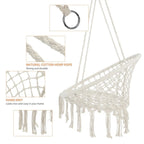 Hamac suspendu en corde de coton, capacité maximale de 150 kg, pour intérieur et extérieur.