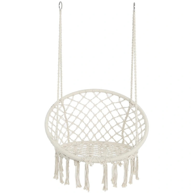 Hamac suspendu en corde de coton, capacité maximale de 150 kg, pour intérieur et extérieur.