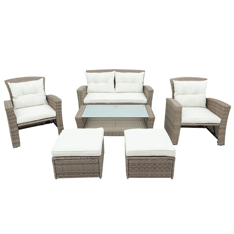 Ensemble de 4 pièces de mobilier de patio en osier avec sièges d'extérieur à dossier haut
