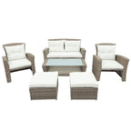 Ensemble de 4 pièces de mobilier de patio en osier avec sièges d'extérieur à dossier haut