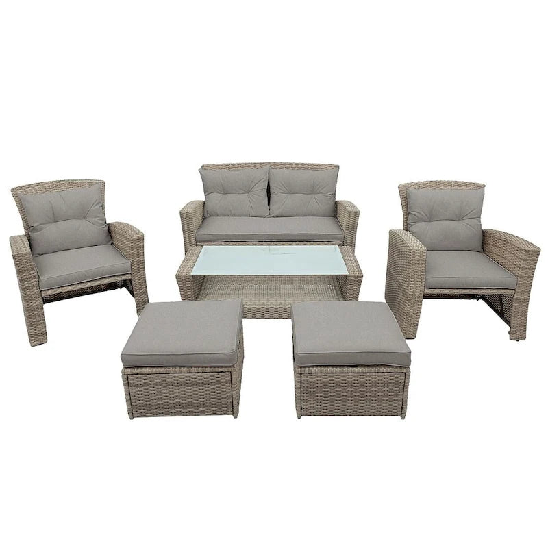 Ensemble de 4 pièces de mobilier de patio en osier avec sièges d'extérieur à dossier haut