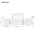 Ensemble de 4 pièces de mobilier de patio en osier avec sièges d'extérieur à dossier haut