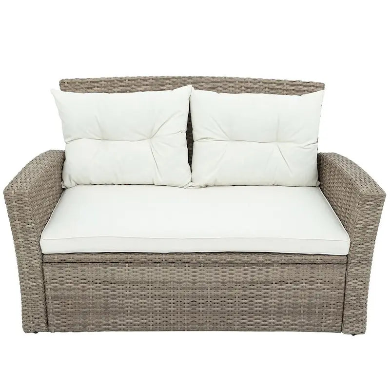 Ensemble de 4 pièces de mobilier de patio en osier avec sièges d'extérieur à dossier haut