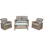 Ensemble de 4 pièces de mobilier de patio en osier avec sièges d'extérieur à dossier haut