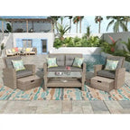 Ensemble de 4 pièces de mobilier de patio en osier avec sièges d'extérieur à dossier haut