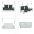 Balancelle d'extérieur 2 places en osier avec chaîne en acier et coussins - 50 cm (L) x 22,4 cm (l) x 20,5 cm (H)