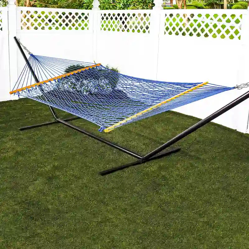 Hamac Bliss Hammocks BH-410BK de 60 pouces de large en corde de coton avec barre d'écartement, crochets en S et chaînes