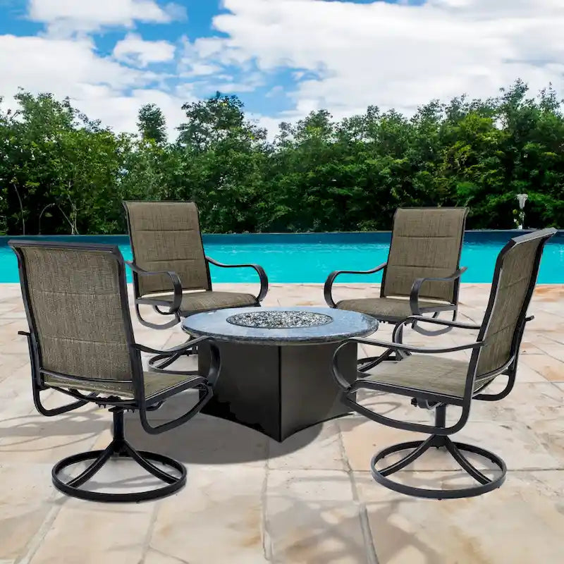 Ensemble de salle à manger pour patio avec chaises pivotantes rembourrées de 23 pouces et table