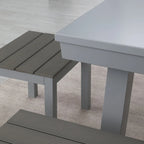 Ensemble de salle à manger d'extérieur Newport avec table de billard en ardoise de 2,13 m (7 pi), 6 places, 4 bancs et accessoires, finition ciment.