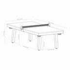 Ensemble de salle à manger d'extérieur Newport avec table de billard en ardoise de 2,13 m (7 pi), 6 places, 4 bancs et accessoires, finition ciment.