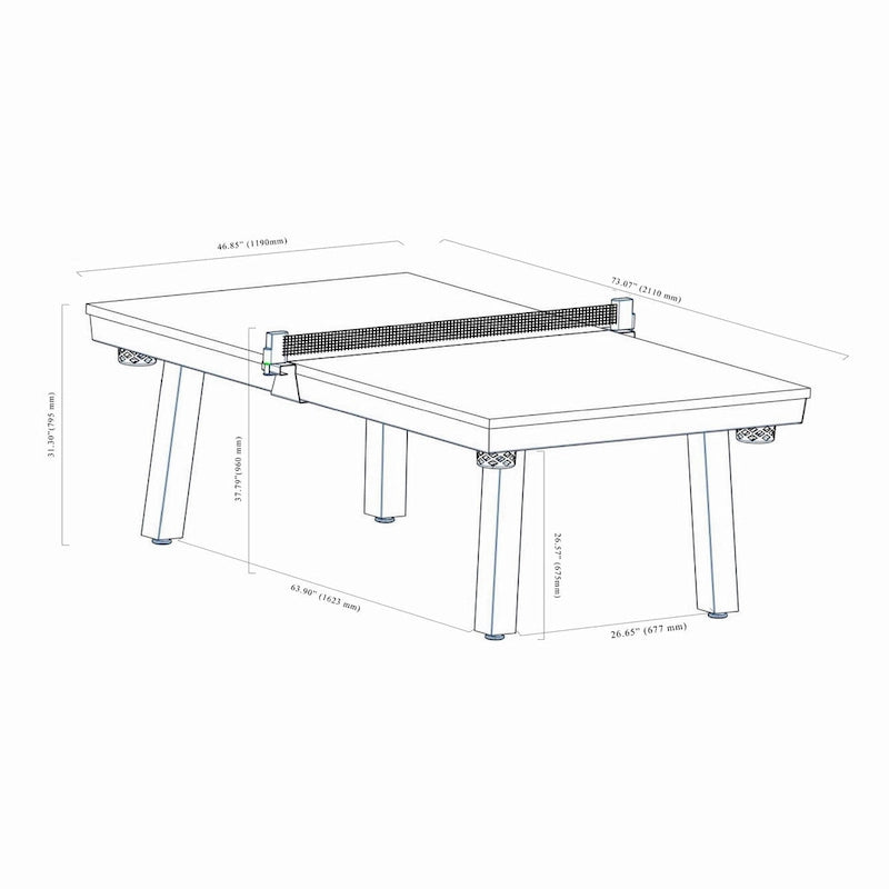Ensemble de salle à manger d'extérieur Newport avec table de billard en ardoise de 2,13 m (7 pi), 6 places, 4 bancs et accessoires, finition ciment.