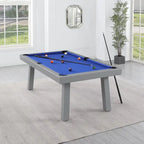 Ensemble de salle à manger d'extérieur Newport avec table de billard en ardoise de 2,13 m (7 pi), 6 places, 4 bancs et accessoires, finition ciment.