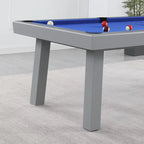Ensemble de salle à manger d'extérieur Newport avec table de billard en ardoise de 2,13 m (7 pi), 6 places, 4 bancs et accessoires, finition ciment.