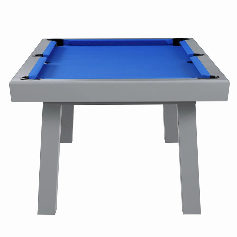 Ensemble de salle à manger d'extérieur Newport avec table de billard en ardoise de 2,13 m (7 pi), 6 places, 4 bancs et accessoires, finition ciment.