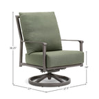 Fauteuil à bascule pivotant à dossier haut Aspen Cushion Outdoor Resort-Grade Sunbrella