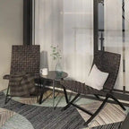 Ensemble de mobilier de patio en rotin 3 pièces comprenant des chaises longues pliables en osier et une table basse pour l'extérieur, le jardin, la pelouse ou le balcon.