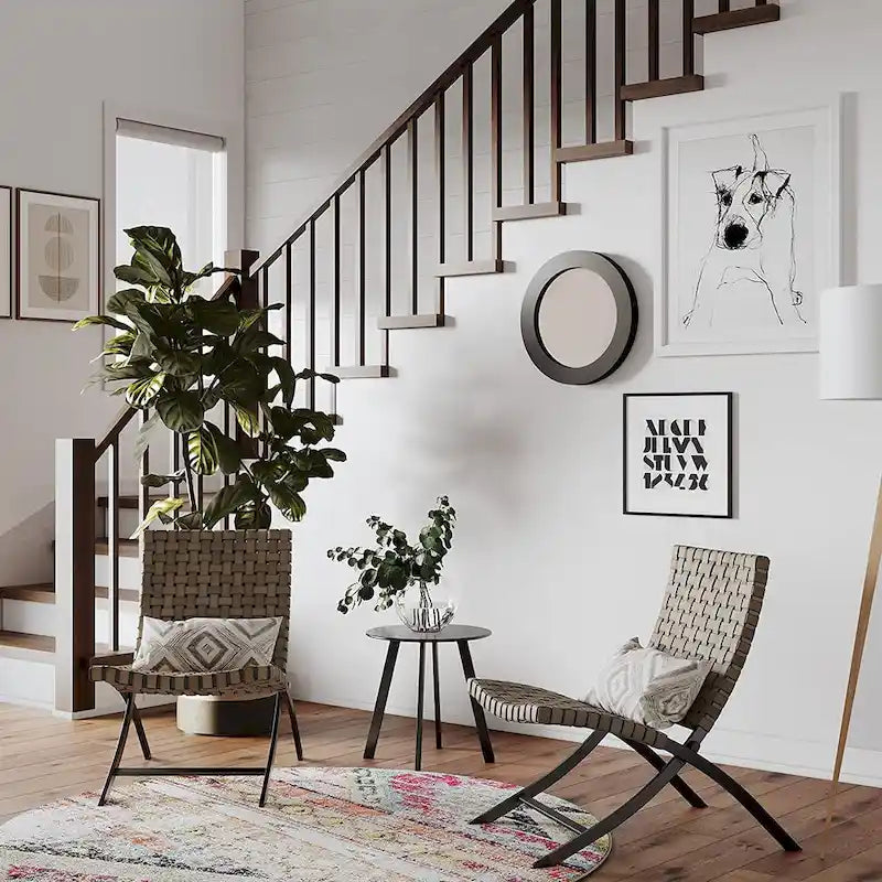 Ensemble de mobilier de patio en rotin 3 pièces comprenant des chaises longues pliables en osier et une table basse pour l'extérieur, le jardin, la pelouse ou le balcon.