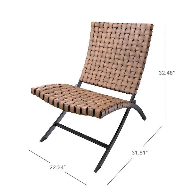 Ensemble de mobilier de patio en rotin 3 pièces comprenant des chaises longues pliables en osier et une table basse pour l'extérieur, le jardin, la pelouse ou le balcon.