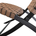 Ensemble de mobilier de patio en rotin 3 pièces comprenant des chaises longues pliables en osier et une table basse pour l'extérieur, le jardin, la pelouse ou le balcon.
